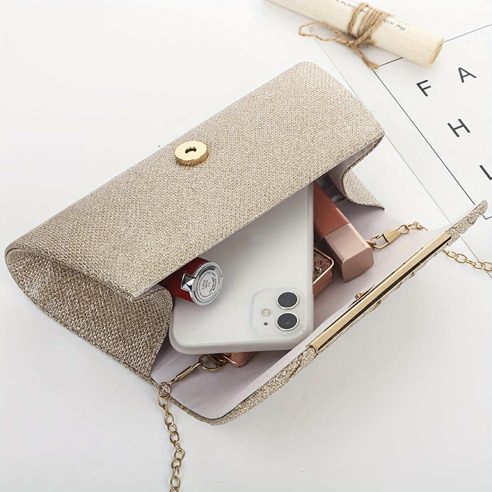 Glitter Envelope Clutch With Pleated Design Ladies Bag