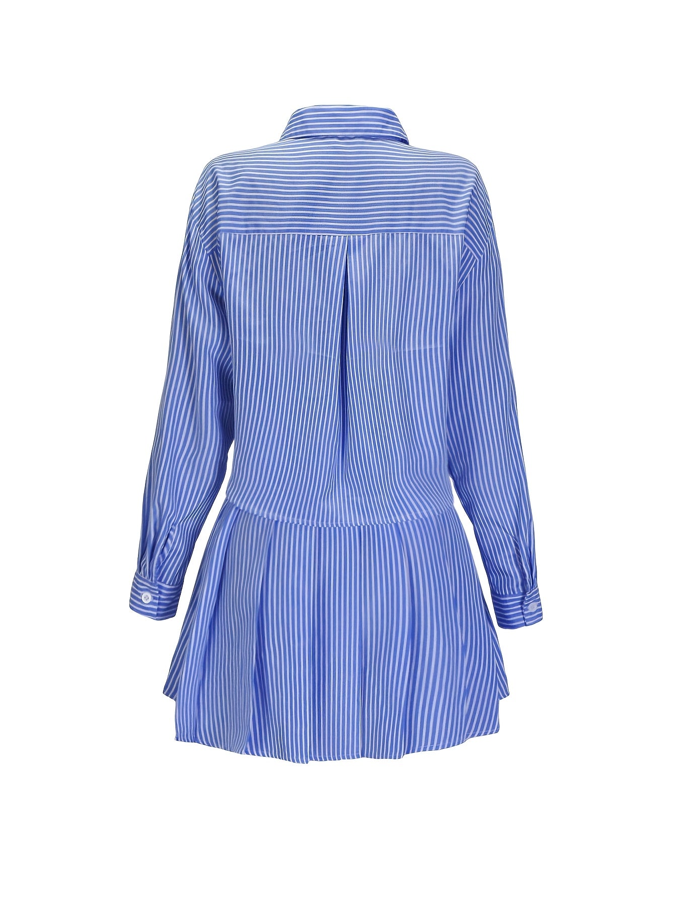 The Modern Pleat Blue Striped Print Set