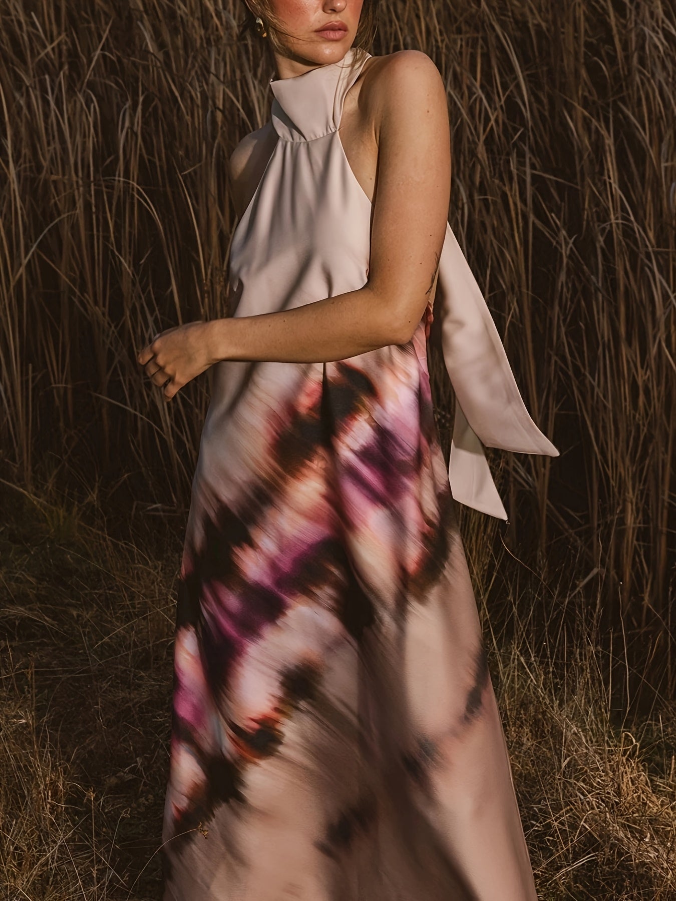 Tie-Dye Halter Waves of Elegance Dress
