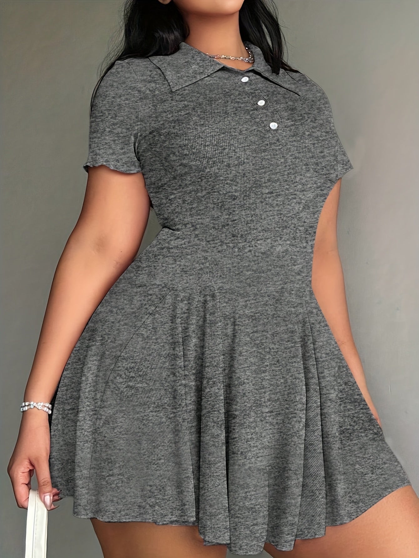 Women'S Casual Tennis Polo Dress - Short Sleeve, Button-Up Collar, Ribbed Texture, Knee-Length with Paddles, Beige, Casual Wear|Short Sleeve Dress|Buttonup Collar, Tennis Dress