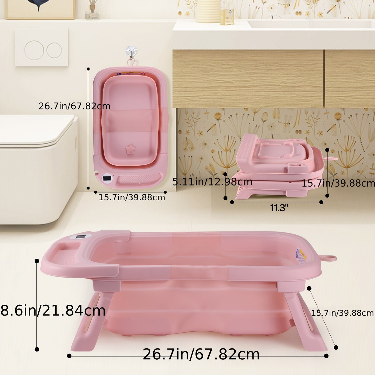 Foldable Baby Bath Tub, Baby Essentials For Newborn Baby Bathtub