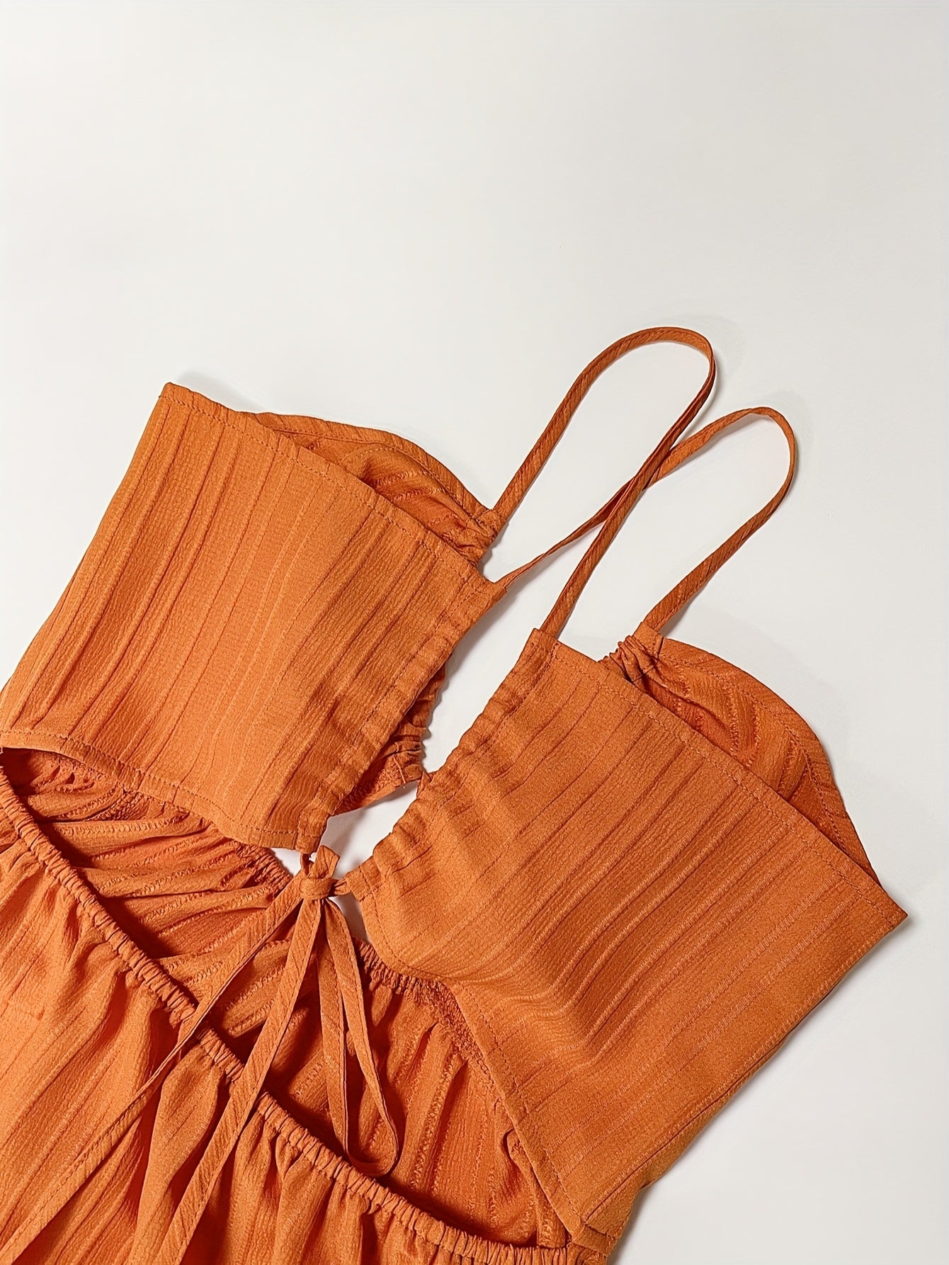 Womens Orange A-Line Maxi Dress with Slit