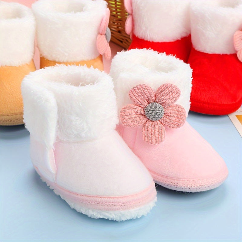 Cute Flower Decor Comfortable Boots For Baby Girls