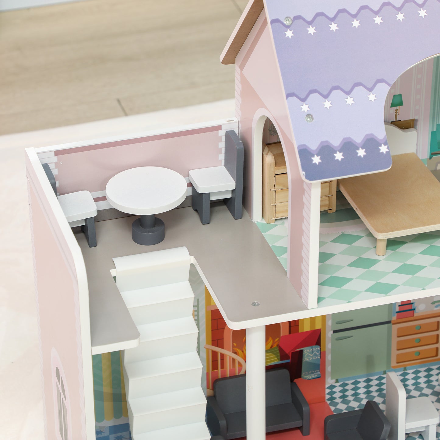 Dolls House with 13 Pieces Furniture and Accessories