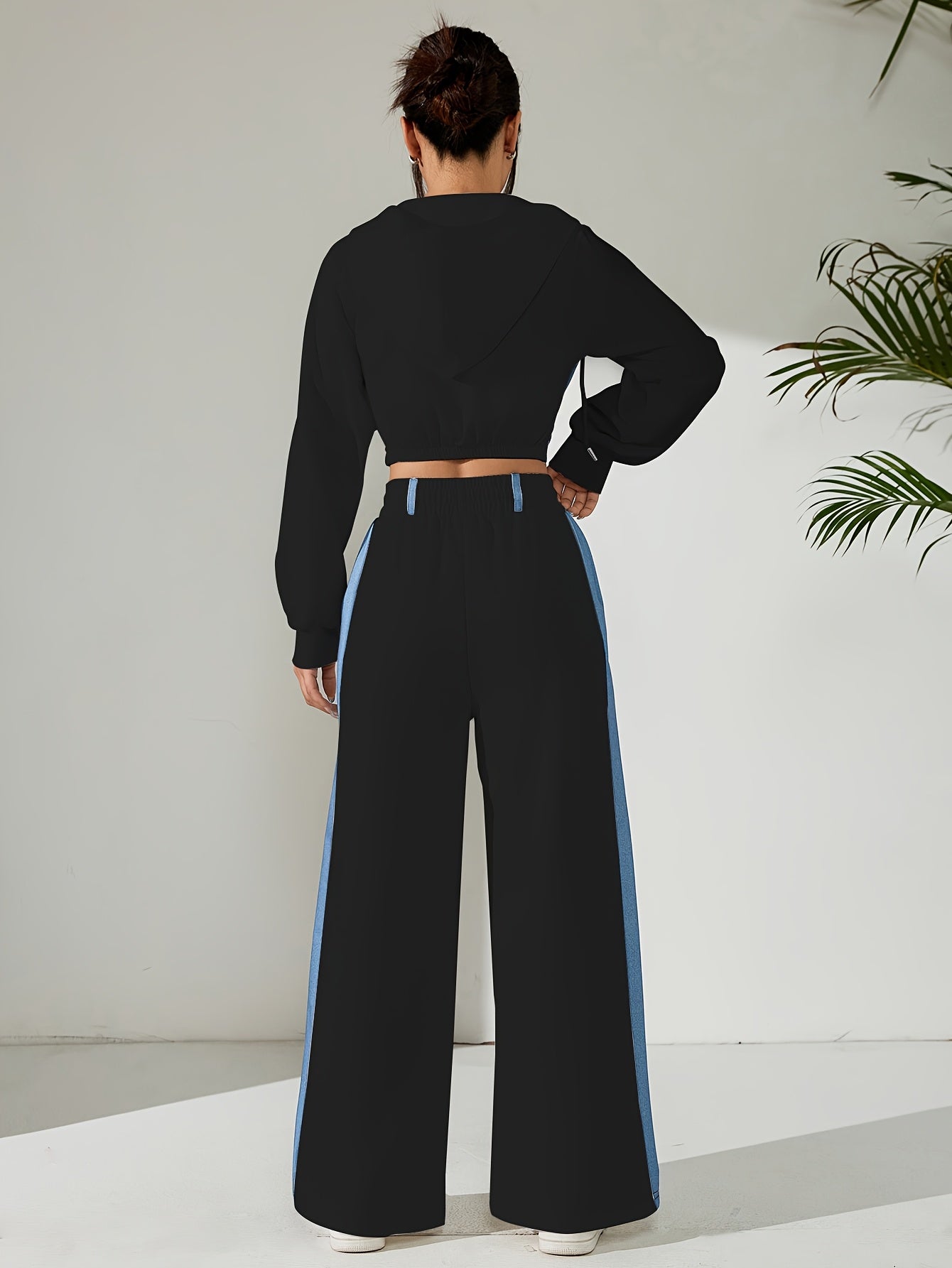 Chic Contrast Zip-Up Suit