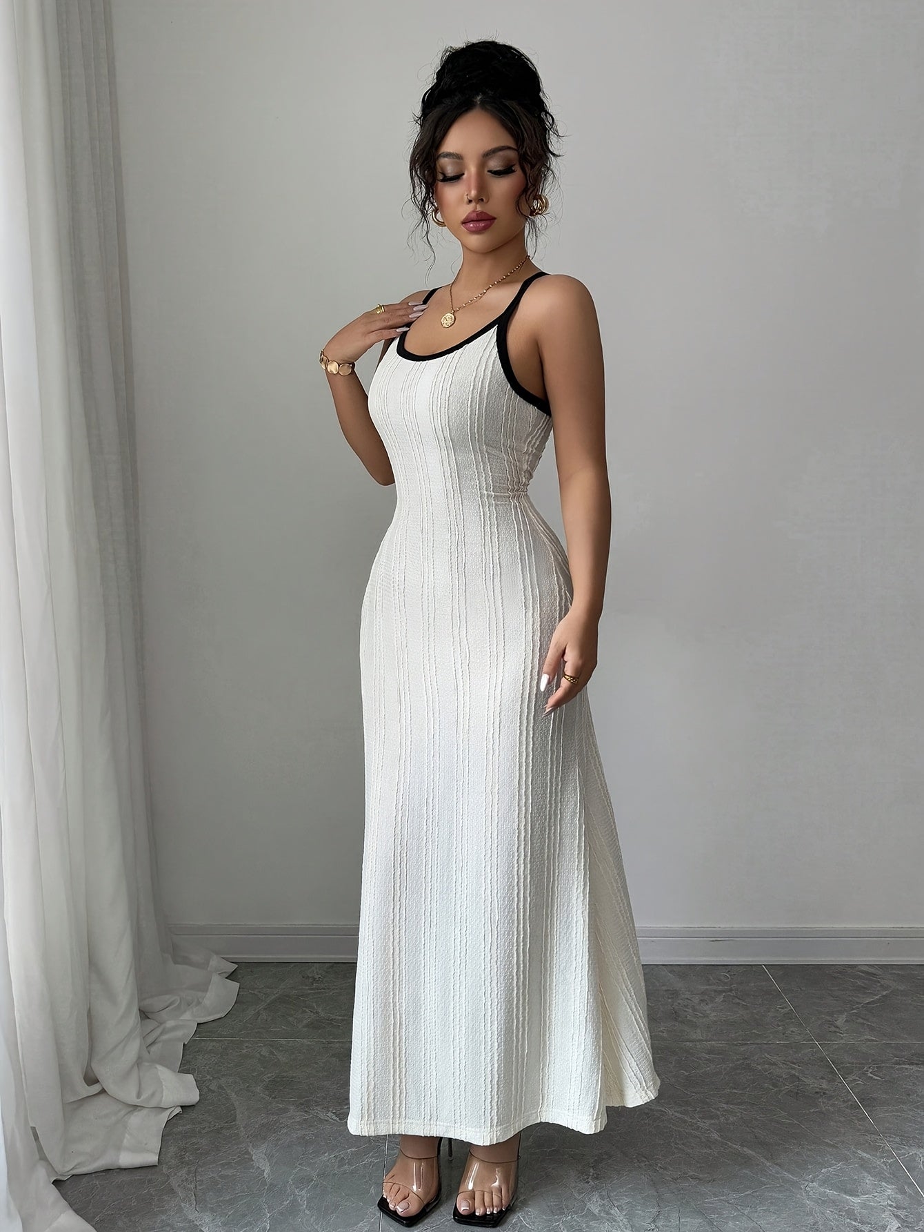 Women's Glam Stripe Spaghetti Glow Dress