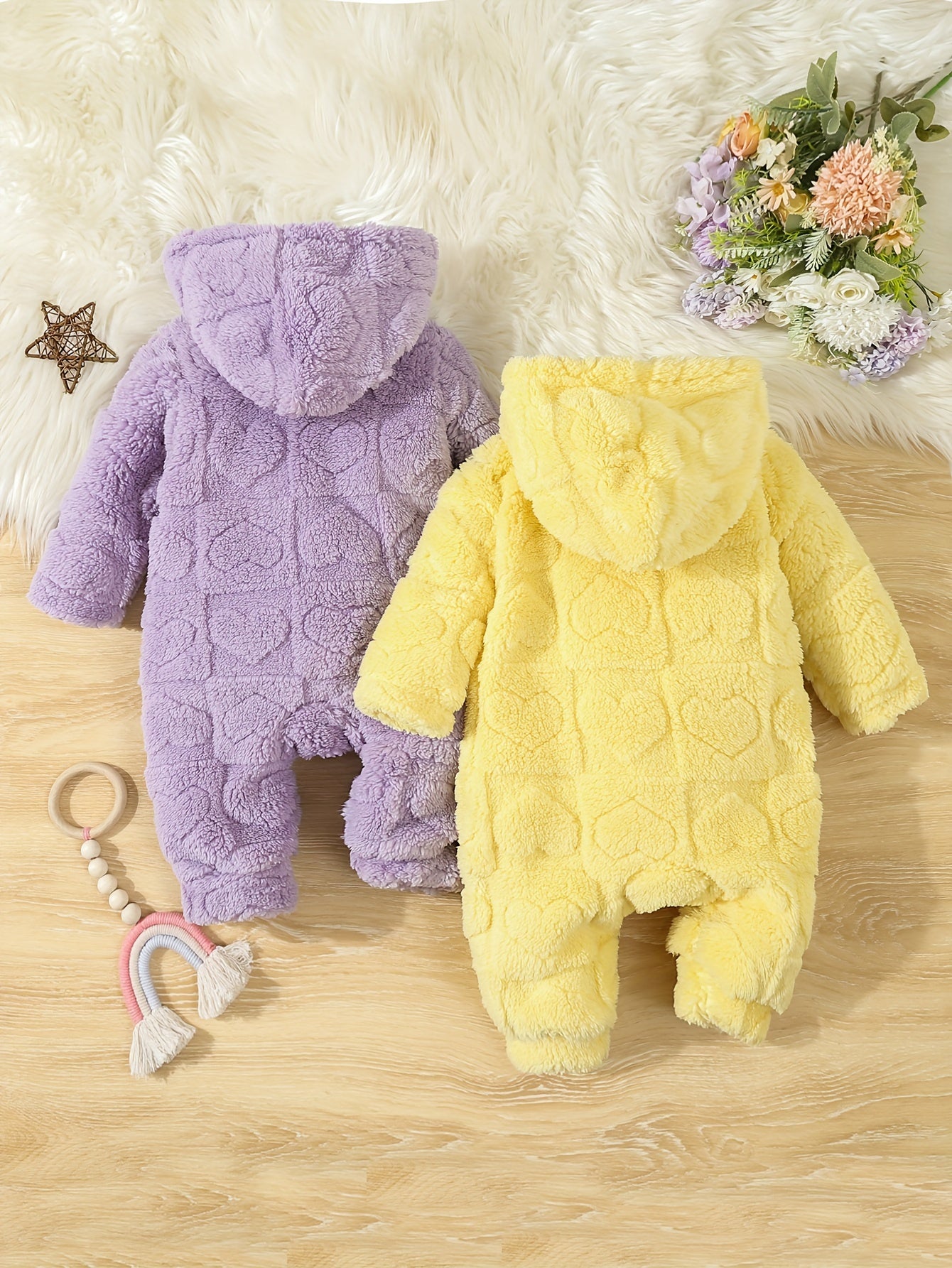 Cozy Fleece Hooded Rompers for Girls