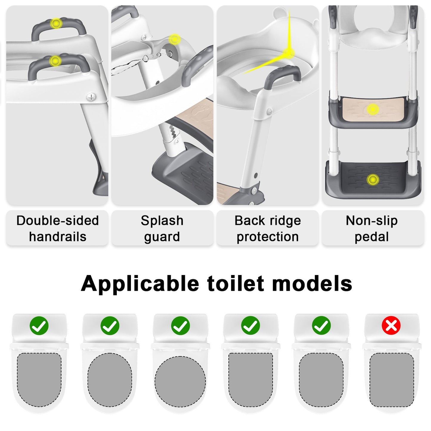 Potty Training Toilet Seat, Adjustable Toddler Toilet Seat with Steps