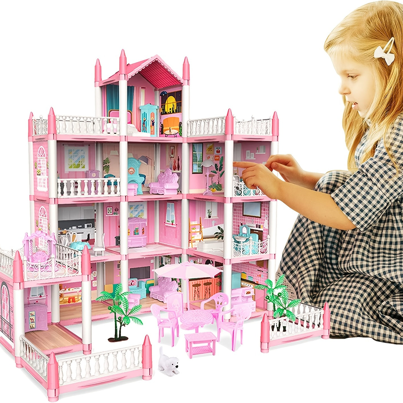 Doll set contains 11 rooms and furniture accessories