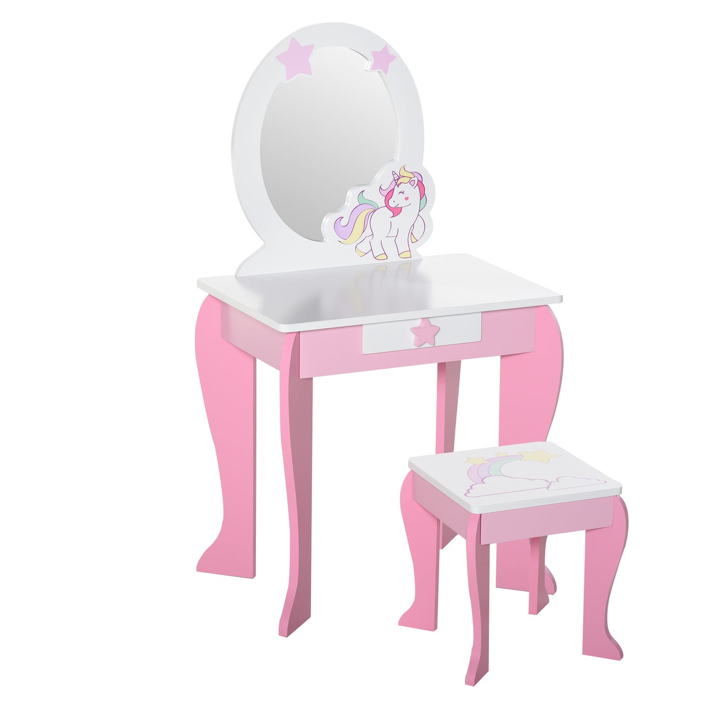 Girls Dressing Table with Mirror, Stool, Kids Dressing Table