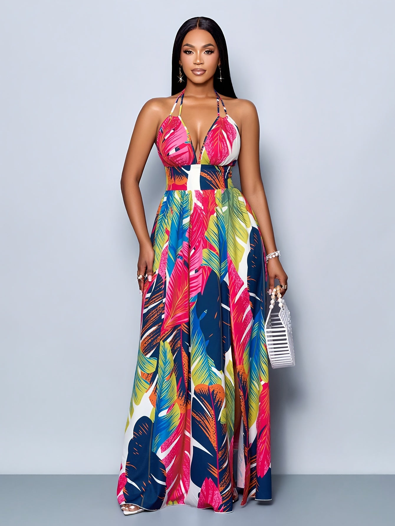 Elegant Floral Print TropiGlam Dress