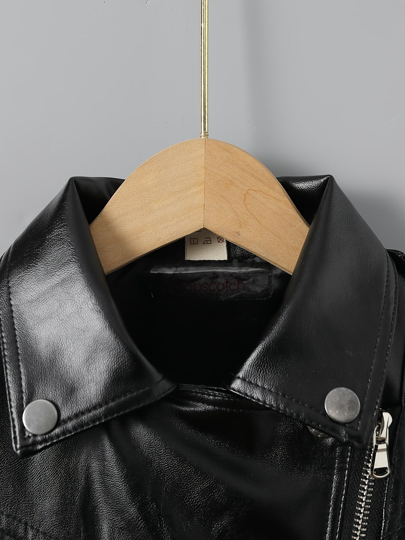 Children's Leather Jacket Zipper Coat