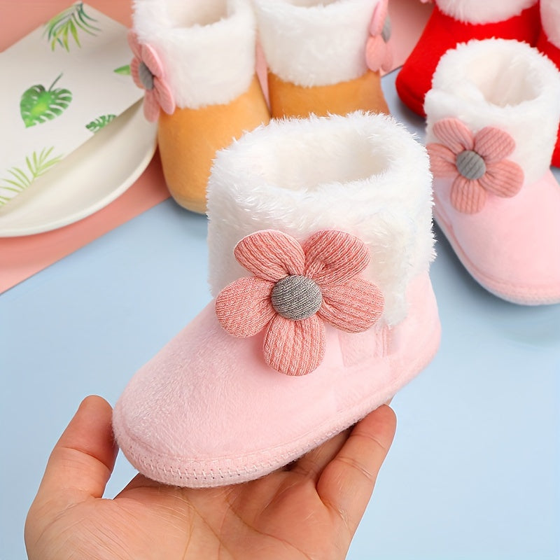 Cute Flower Decor Comfortable Boots For Baby Girls