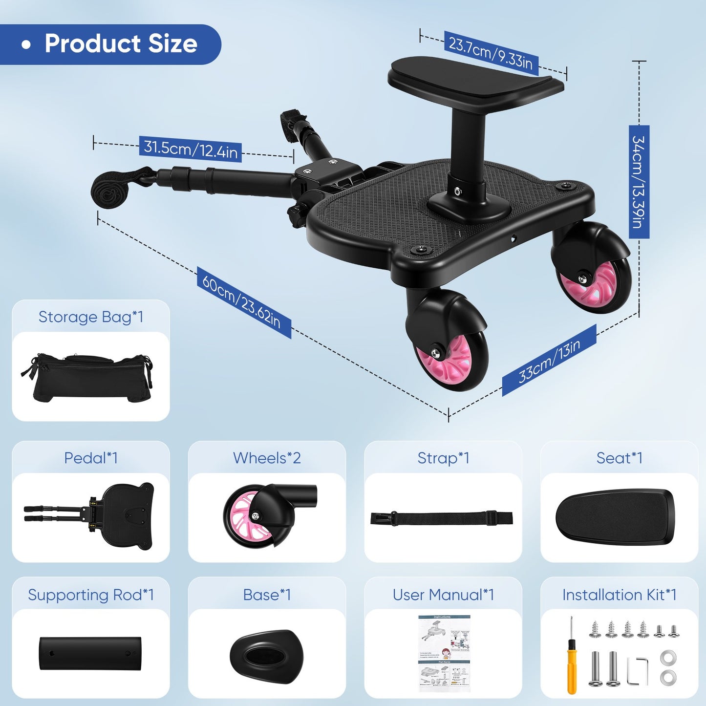 Guzzie+Guss Hitch Full Suspension Ride-On Stroller Board