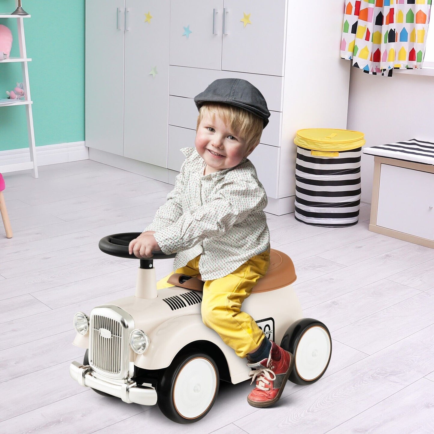 Retro Push Car w/ Under-seat Storage Space for kids