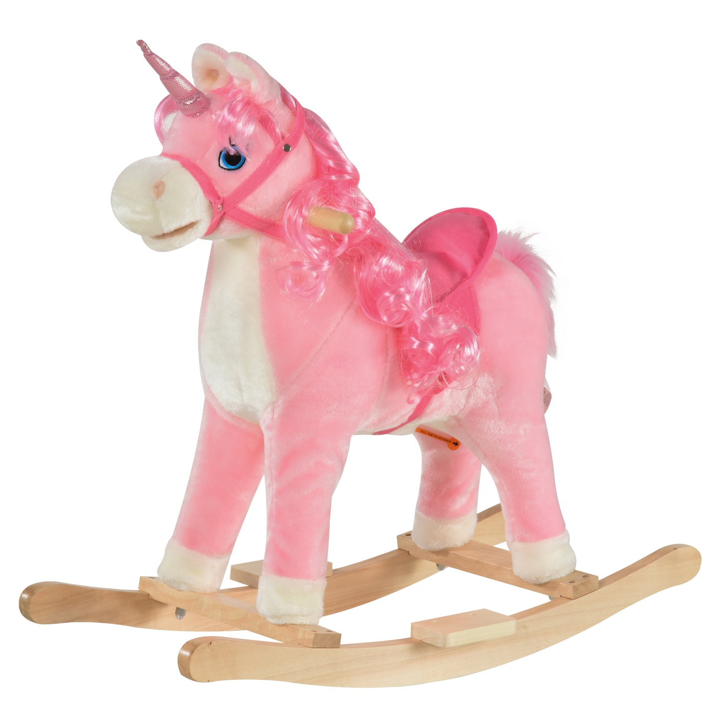 Kids Plush Rocking Horse Ride On Unicorn w/ Sound Moving Mouth Wagging Tail