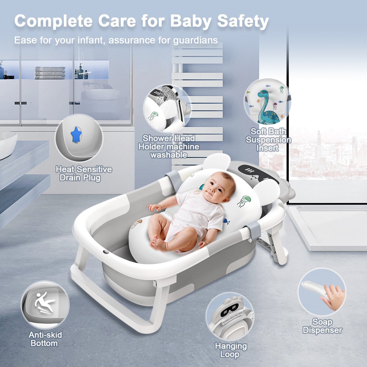 Foldable Baby Bathtub, Baby Essentials For Newborn Baby Bath tub