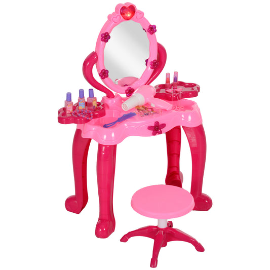 Kids Dressing Table with Mirror and Stool, Kids Vanity Table