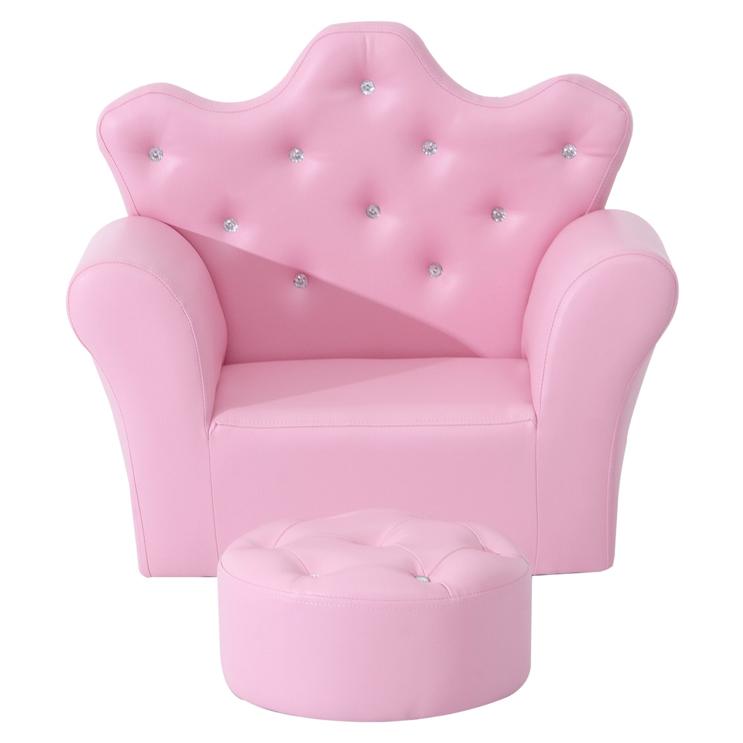 Children Sofa Armchair Chair Seat with Footstool Leather Pink