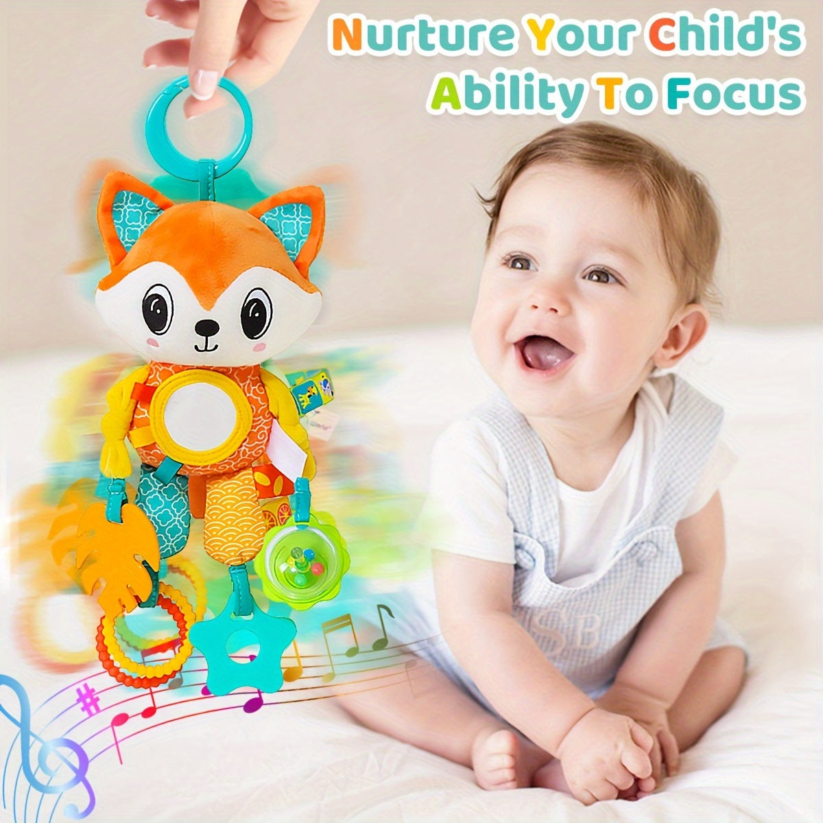 Adorable Cartoon Animal Crib Hanging Rattle Toy with Ringing Bell