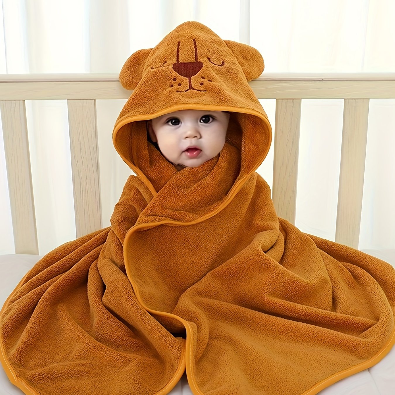 Adorable Animal Design Baby Boy's Soft Hooded Bathrobe