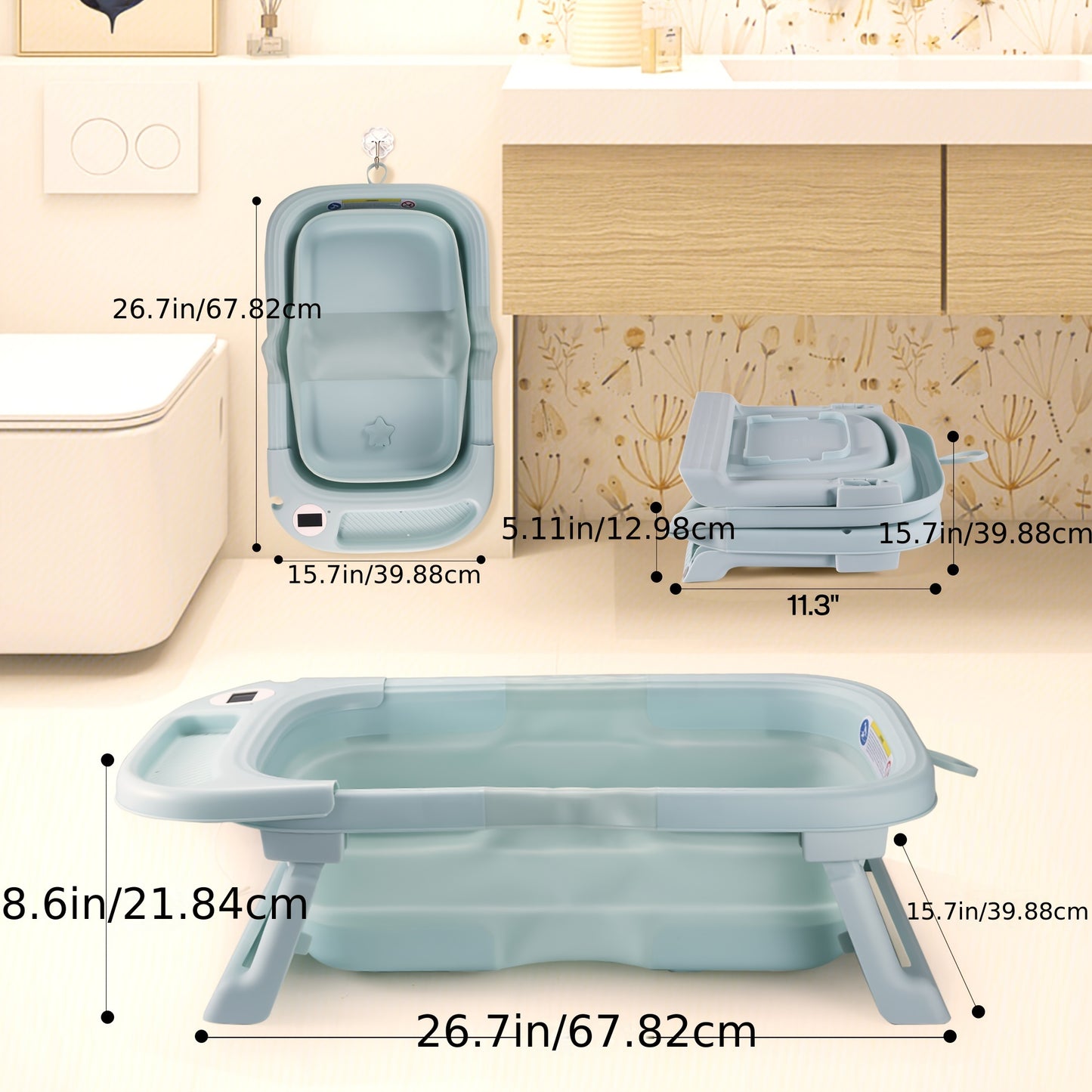 Foldable Baby Bath Tub, Baby Essentials For Newborn Baby Bathtub