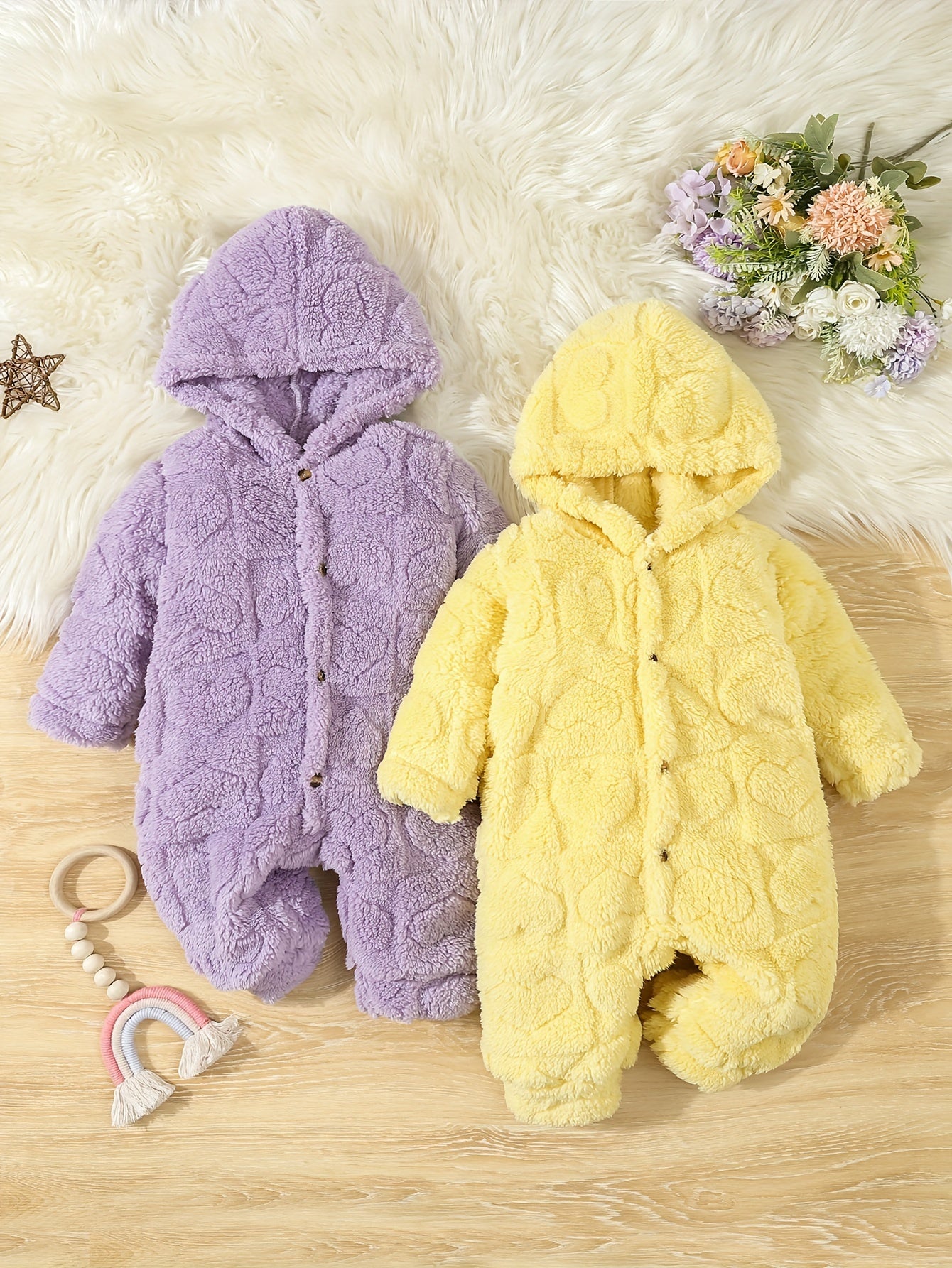 Cozy Fleece Hooded Rompers for Girls