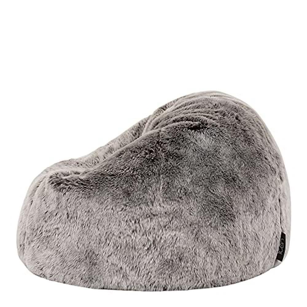 Kids Faux Fur Bean Bag Chair Arctic Wolf Grey Large Fluffy Bean Bags Nursery Decor Bedroom Accessories