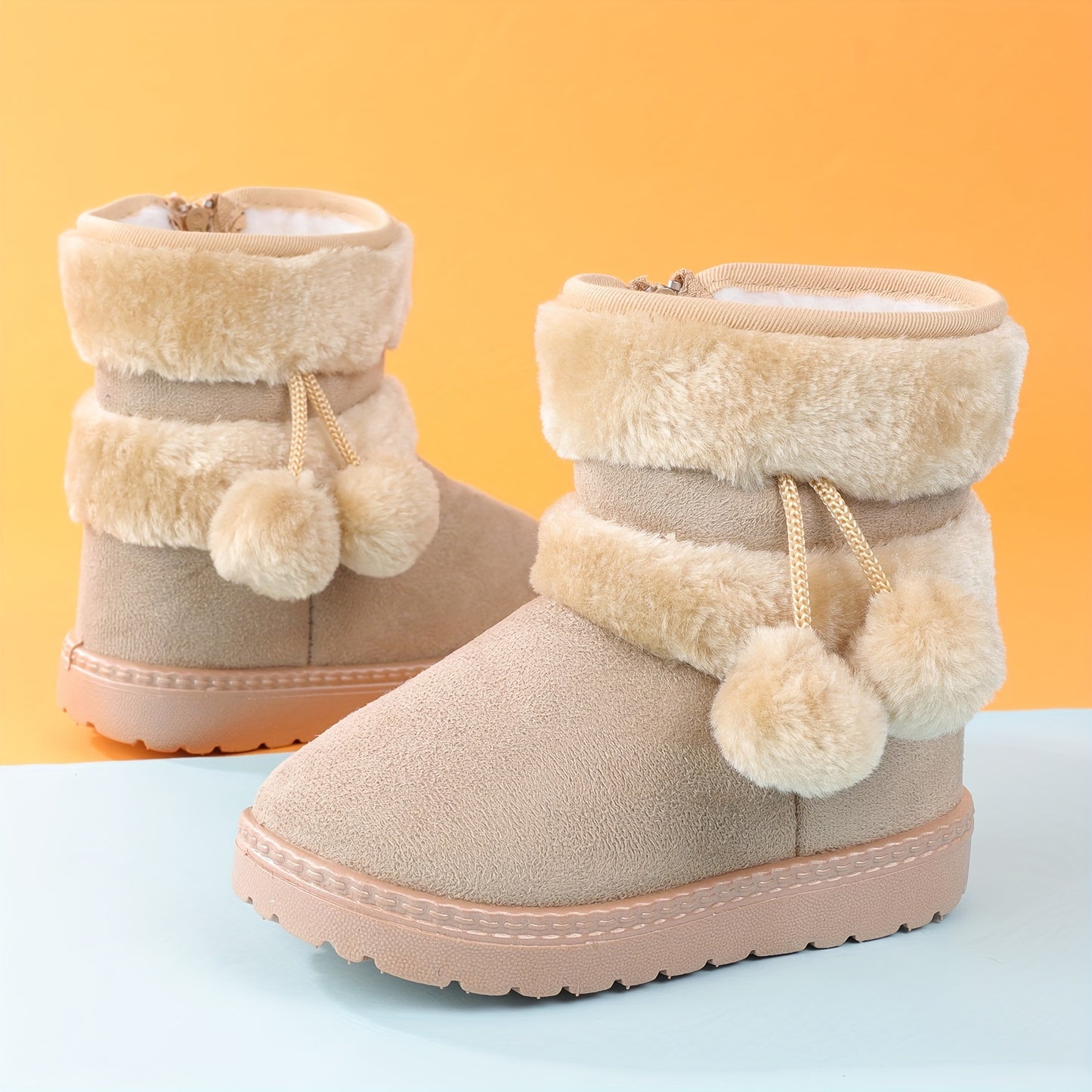 Cute Plush Ball Comfortable Boots For Girls