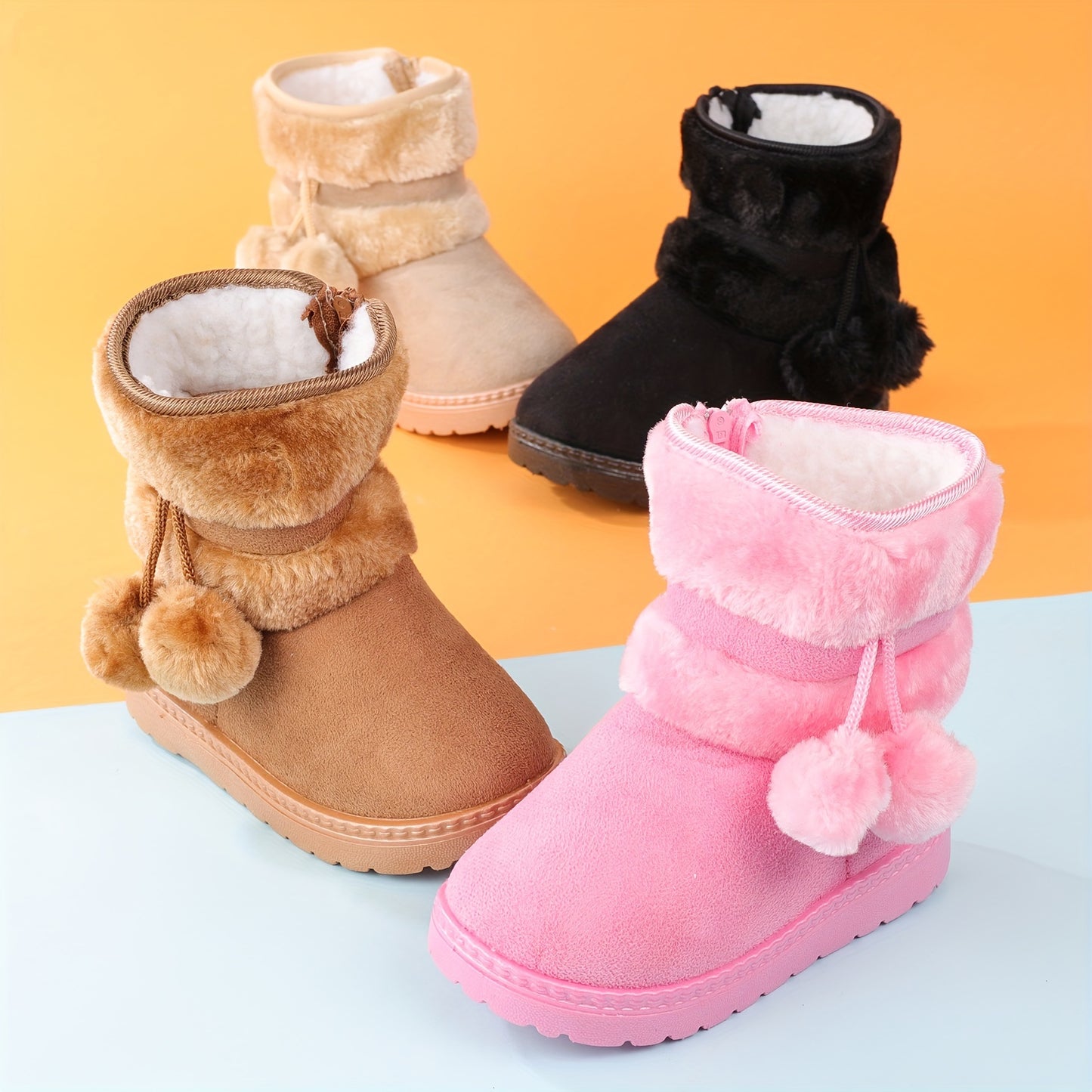 Cute Plush Ball Comfortable Boots For Girls