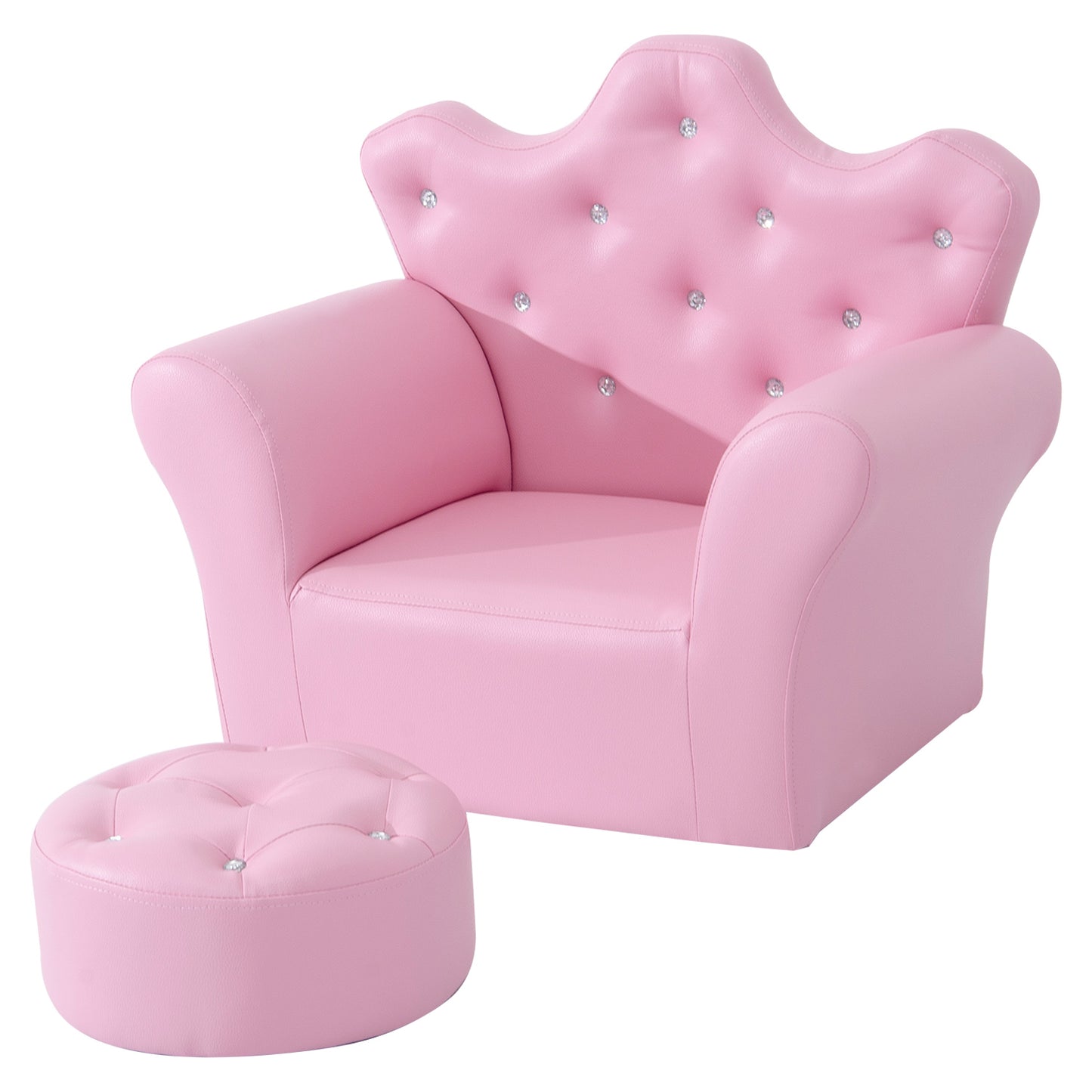 Children Sofa Armchair Chair Seat with Footstool Leather Pink