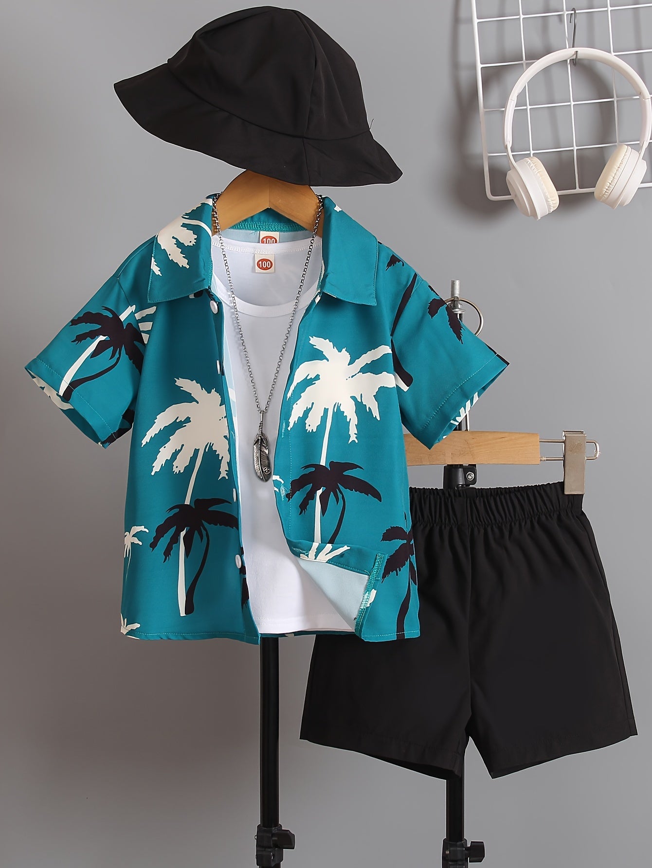 Boys Casual Coconut Tree Outdoor Wear