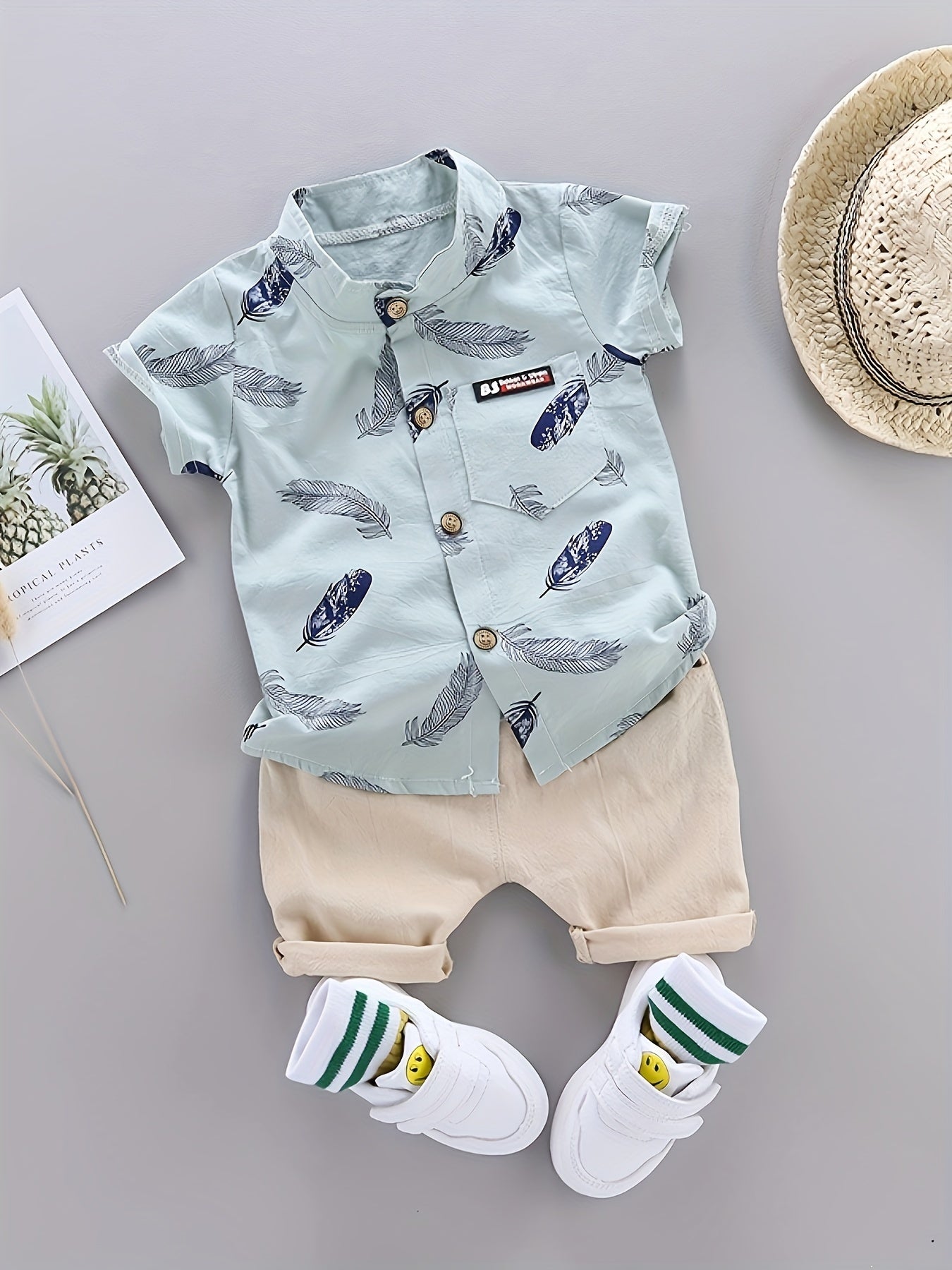 Baby's Feather Shirt/Pants Set