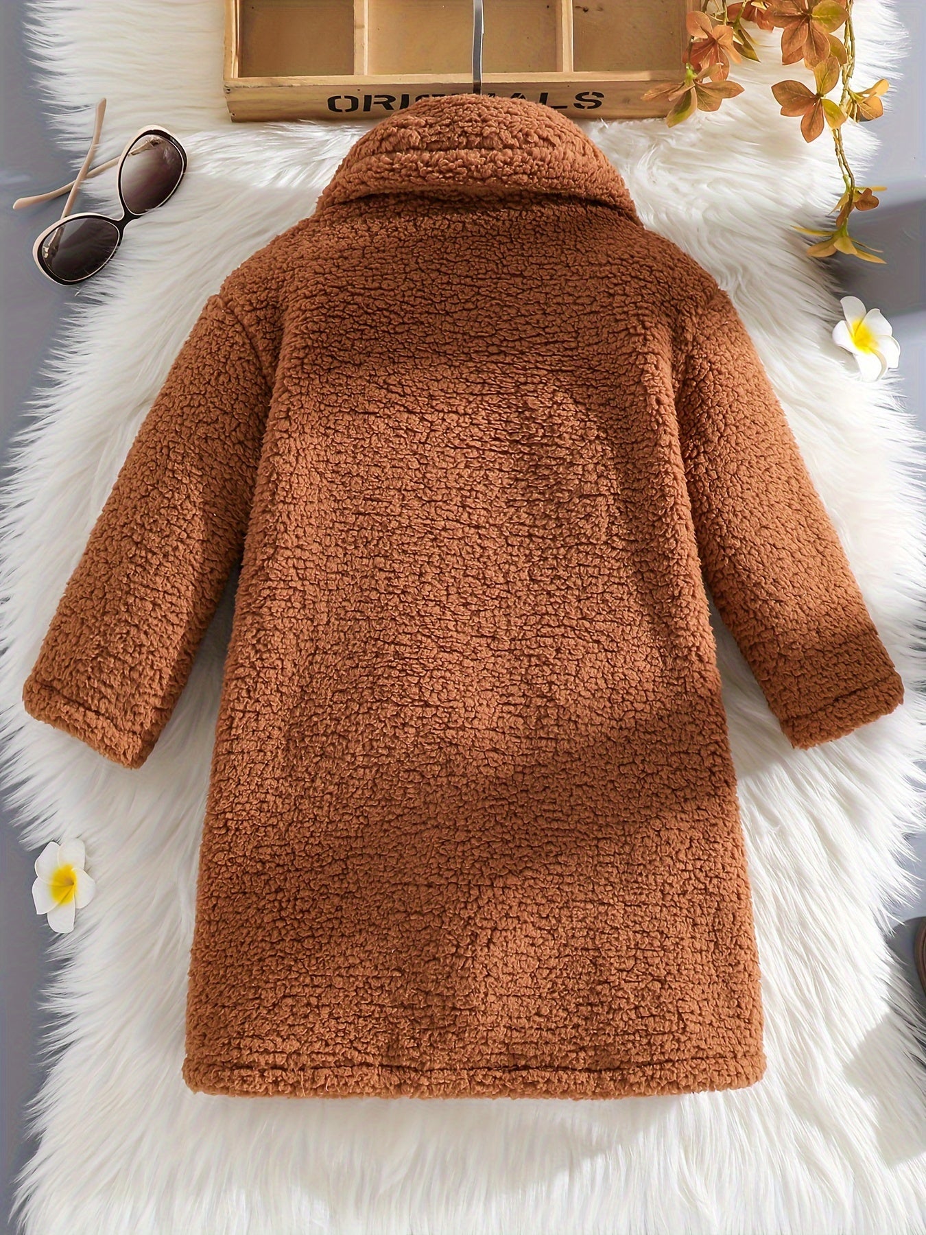 Girls Warm & Fashion Button-up Teddy Coat